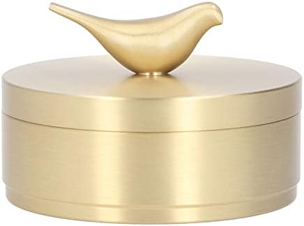 GLOGLOW Gold Ashtray with Lid 4 Slots Brass Decorative