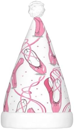 Pink Ballet Shoes Print Christmas Santa Hat for Adults