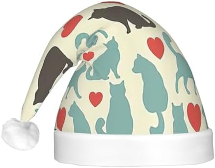 QINZHENG LED Kitty Print Christmas Santa Hat for Adults