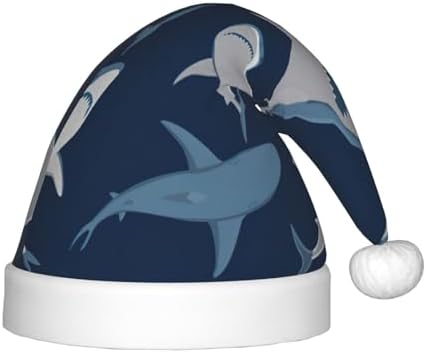 Ocean Shark Print Christmas Santa Hat Small Size