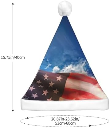 USA Flag Eagle Art Print Light Up Santa Hat for Adults