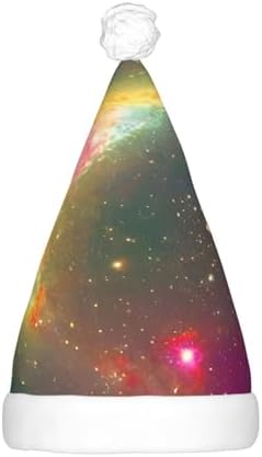 Beautiful Galaxy Print Christmas Santa Hat Plush Light Up