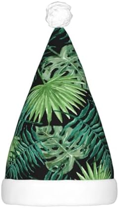 Transparent Palm Leaf Santa Hat Plush Light Up Christmas Headwear