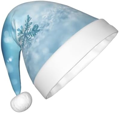 Blue Christmas Snowflake Print Santa Hat Small Size