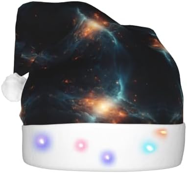 Fun Easter Rabbit Print Christmas Santa Hat Plush Light Up for Adults