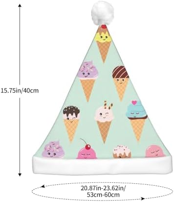 Ice Cream Cones Christmas Santa Hat Plush LED Light Up for Adults