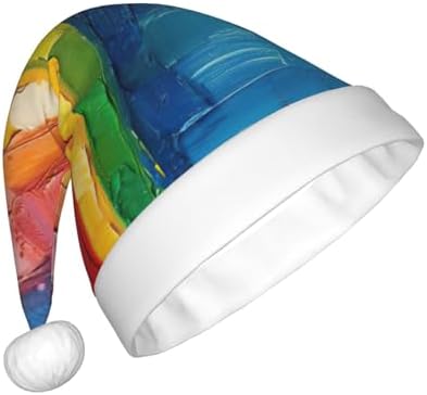 QINZHENG Personalized Santa Hat with Rainbow Print
