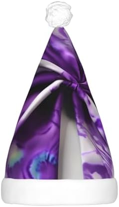 Purple Tie Dye Flower Print Christmas Hat with LED Lights