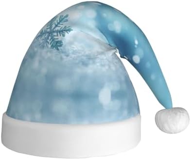 Blue Christmas Snowflake Print Santa Hat Plush Funny Adult Party