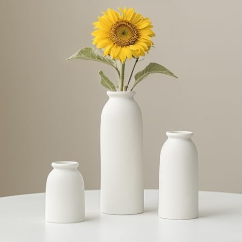 Tinctotnic Ceramic Vase Set 3 Distressed White