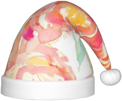 Peach Peony Print Christmas Santa Hat Small Size