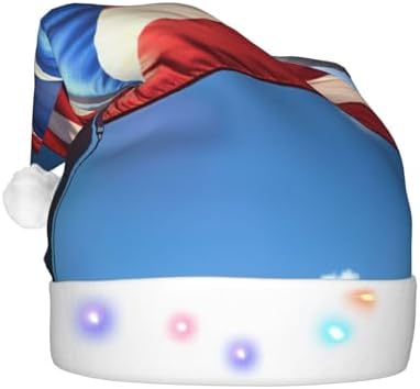 QINZHENG LED Christmas Santa Hat with PUERTO RICO Wallpaper Flag Print