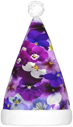 Purple Flower Print LED Christmas Hat Unisex Adult