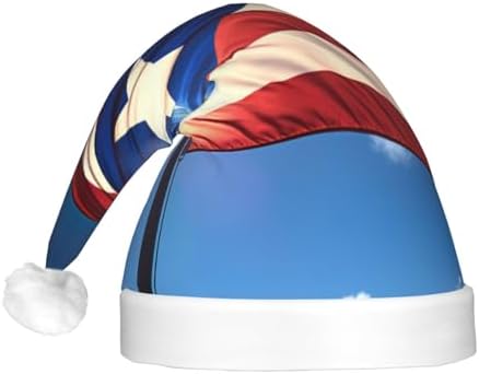 QINZHENG LED Christmas Santa Hat with PUERTO RICO Wallpaper Flag Print
