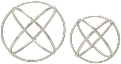 Deco 79 Modern Geometric Wall Sculptures Set of 2 Silver