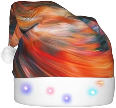 QINZHENG Stripe Vortex Print LED Santa Hat for Christmas Halloween Party
