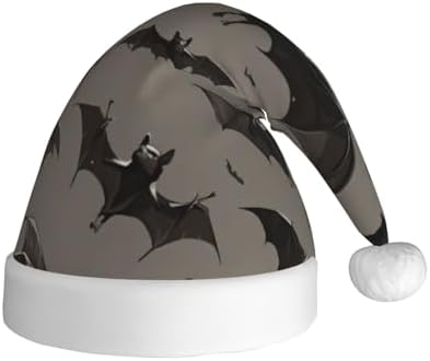 Halloween Bats Grey Santa Hat for Adults