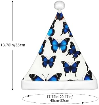 Many Blue Butterfly Print Christmas Santa Hat Small Size