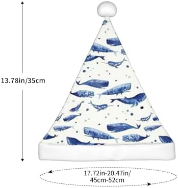 Small Blue Whale Swimming Print Santa Hat Christmas Decor