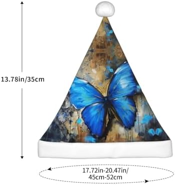 Blue Butterfly Print Christmas Santa Hat Small Size