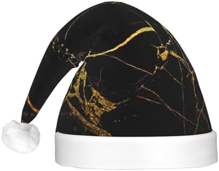QINZHENG LED Black and Gold Santa Hat for Christmas Party