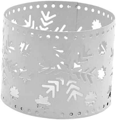 Happyyami Christmas Candle Holders White Iron Hollow Snowflake Design