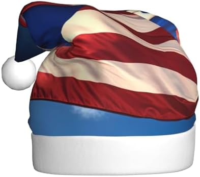 QINZHENG Personalized Santa Hat with Puerto Rico Wallpaper Flag Design