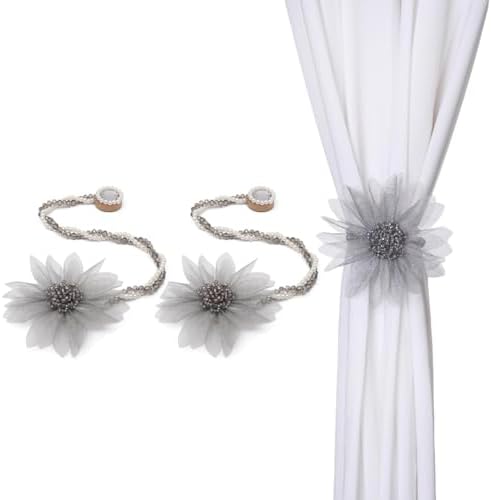 SUQ I OME 2 Pack Crystal Flower Magnetic Curtain Holdback