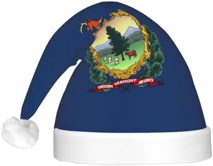 Vermont State Flag Christmas Hat with LED Lights