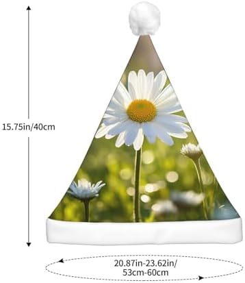 QINZHENG White Daisy Santa Hat with LED Lights for Christmas Party