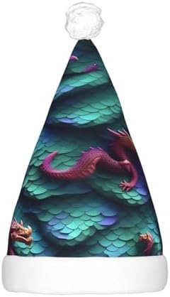 3D Magical Dragon Scales Print Velvet Santa Hat with LED Lights
