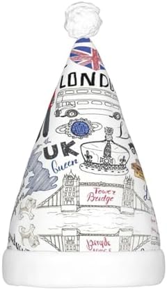 I Love London Print LED Christmas Santa Hat Plush