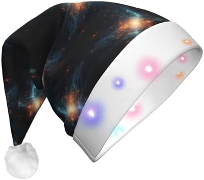 Fun Easter Rabbit Print Christmas Santa Hat Plush Light Up for Adults