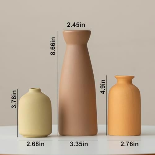 Distressed Ceramic Vase Set of 3 Modern Bohemian Decor