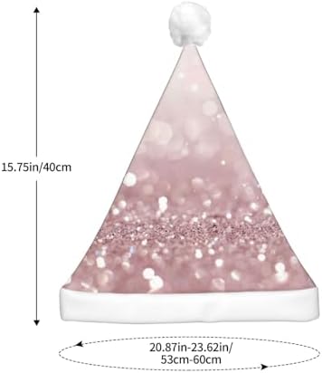 Pink Glitter Print Light Up Christmas Santa Hat for Adults