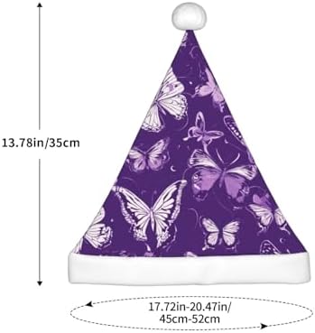 Purple Butterflies Floral Print Christmas Santa Hat Small Size