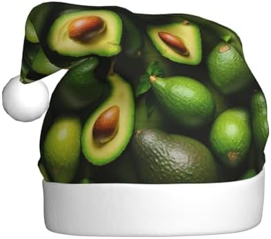 Avocado Pattern Christmas Santa Hat Plush For Adults