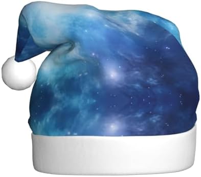 Blue Galaxy3 Print Christmas Santa Hat Plush Funny Adult Party