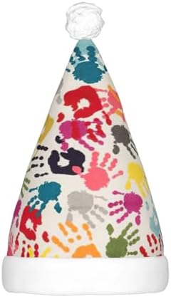 Hand Print Christmas Santa Hat Plush Light Up for Adult