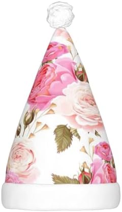QINZHENG Rose Print LED Santa Hat for Christmas Party