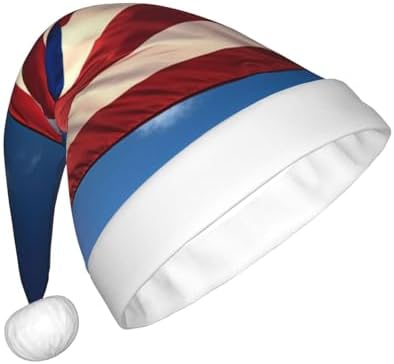 QINZHENG Personalized Santa Hat with Puerto Rico Wallpaper Flag Design