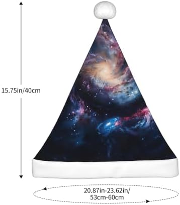 Galaxy Print Christmas Santa Hat Plush for Adults 1