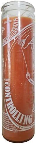 Controlling Orange Pillar Candle 8 Inches Tall