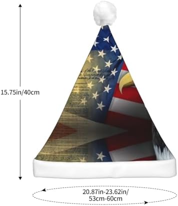 American Eagle Print Santa Hat Plush Light Up for Adult Christmas Party