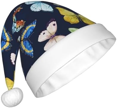 QinZheng Leaf Butterfly Print Santa Hat for Women