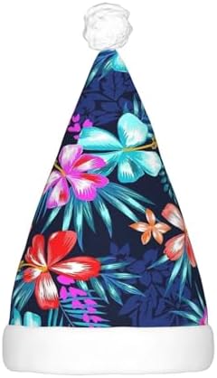 Qin Zheng Floral Blue Santa Hat with LED Lights