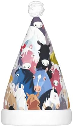 QINZHENG LED Cartoon Horses Santa Hat for Christmas Party