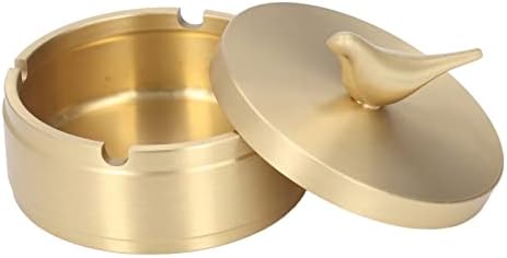 GLOGLOW Gold Ashtray with Lid 4 Slots Brass Decorative