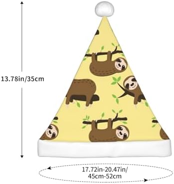 Cute Sloth on Yellow Lemon Print Santa Hat