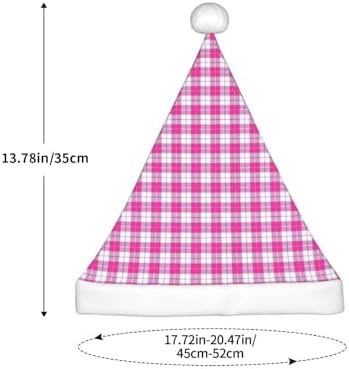 Pink Plaid Christmas Santa Hat Small Size Plush Funny Holiday Headwear